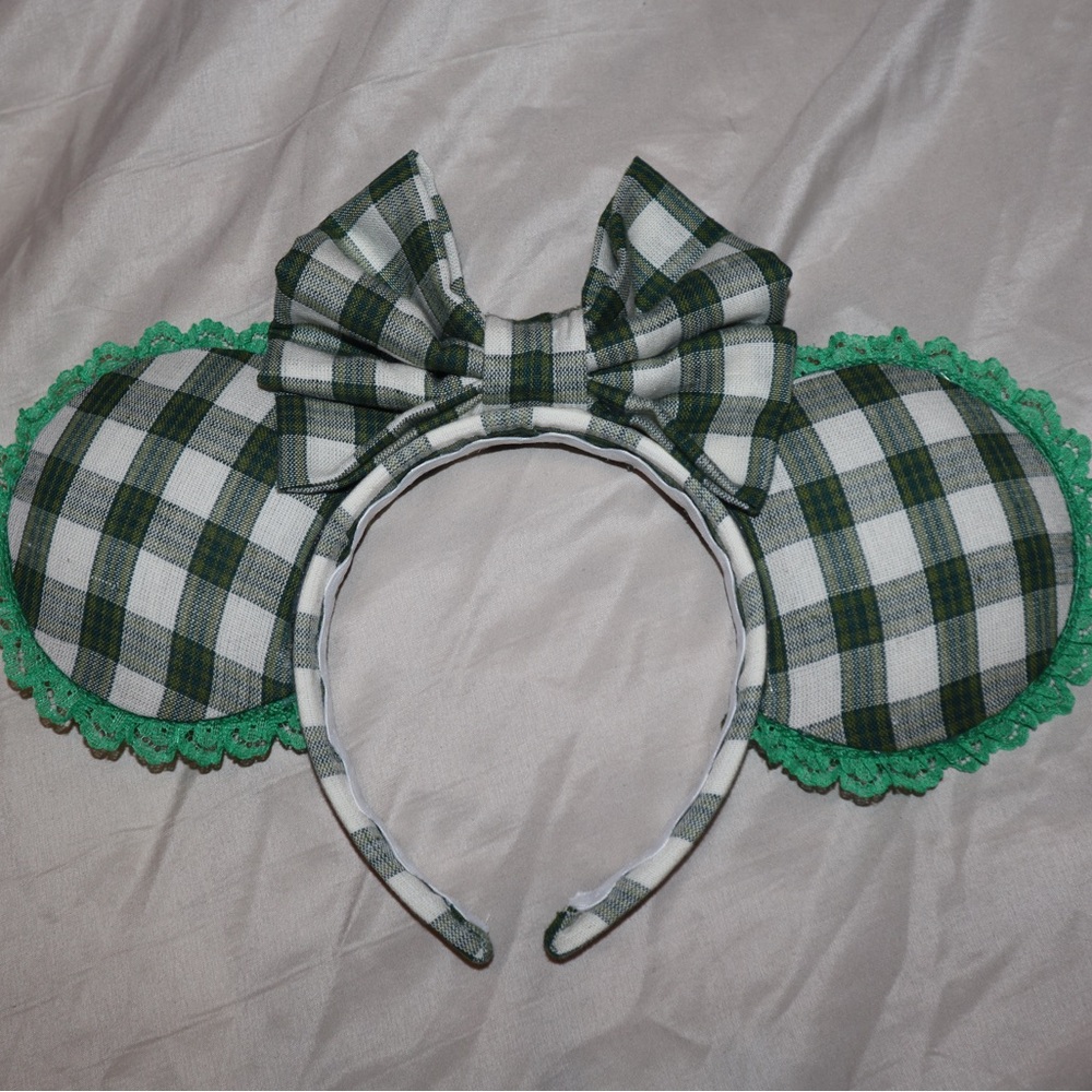 Green plaid handmade Mickey ears